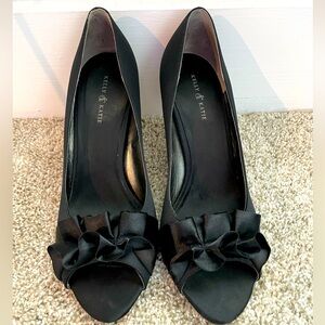 Womens formal black high heels special occasion heels size 10 open tow